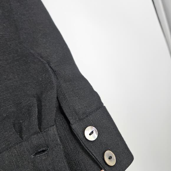 Significant Other Marloe Shirt Dress Black Linen Blend Sash Pleated Mini Size 4 - Picture 7 of 11